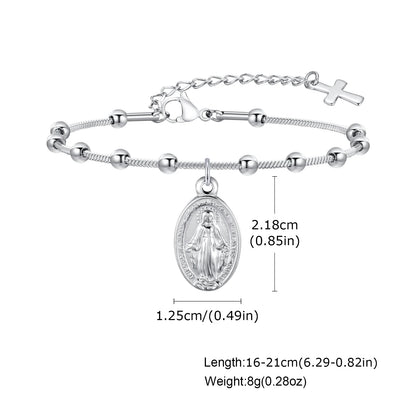 Cross & Virgin Mary Gold Rosary Bracelet