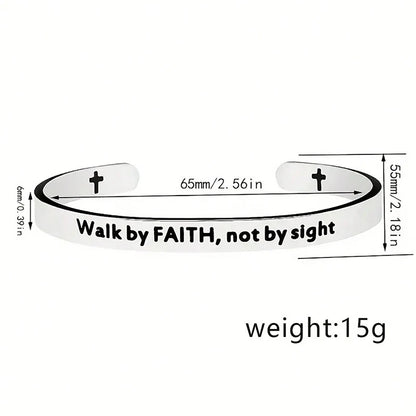 Stainless Steel Jesus Christian Bible Verse Cuff Bracelet