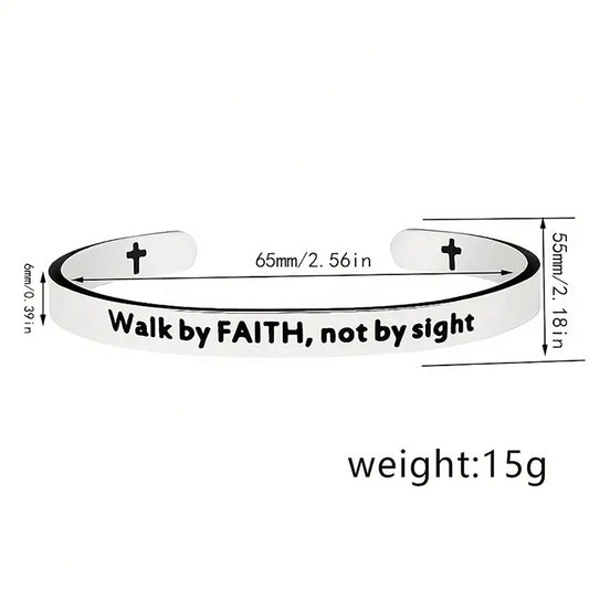 Stainless Steel Jesus Christian Bible Verse Cuff Bracelet