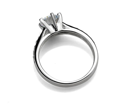 Luxury 925 Sterling Silver Six-Claw Diamond Ring