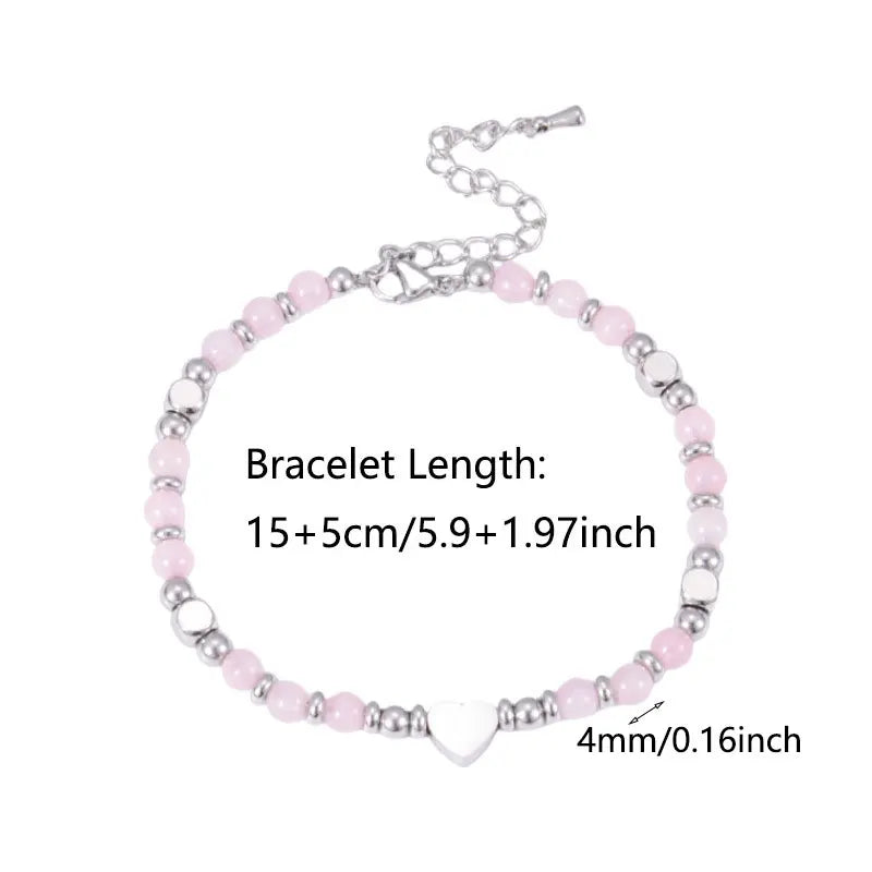 Faith Heart Natural Stone Bracelet for Women – Christian Gift, Adjustable Beaded Bracelet, Meaningful Jewelry Gift for Mom, Daughter, Friend - 1 piece