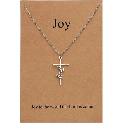 Faith Cross Pendant Necklace Religious Christian Jewelry Mother's Day Gifts for Women