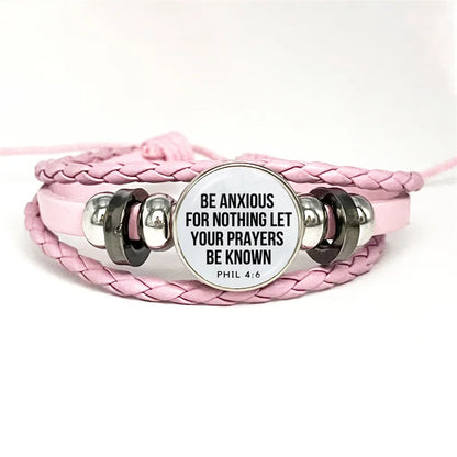 Multilayer Christian Faith Bible Verse Leather Bracelet
