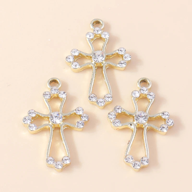10pcs Luxury Gold Silver Color Cross Charms for Jewelry Making Handmade Crosses Pendant Necklace Keychain Diy Jewelry Findings - Blessings is Here
