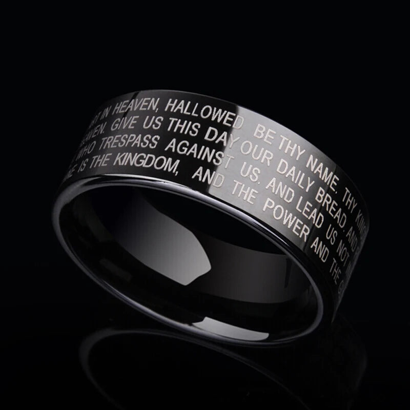 Bible Prayer Stainless Steel Jesus Cross Ring - Blessings is Here