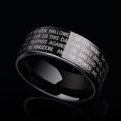 Bible Prayer Stainless Steel Jesus Cross Ring