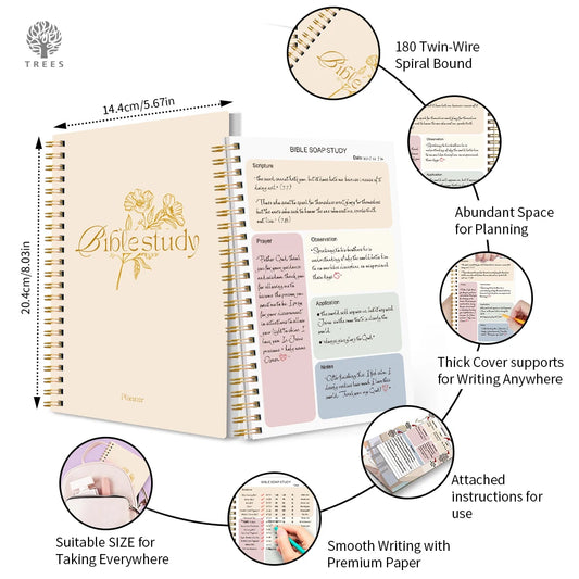 Daily Bible Study Journal - S.O.A.P Method Bible Study Supplies Church Notes Notebook Daily Devotional Notebook Prayer Journal