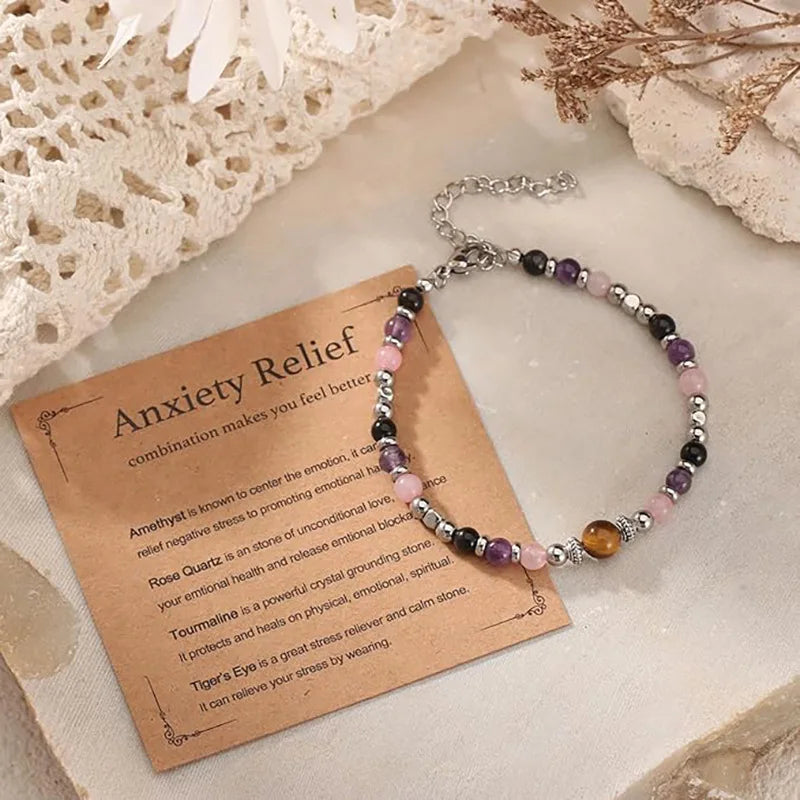 Cross-border new natural stone adjustable lobster buckle 4mm beaded bracelet fashionable women with card bracelet