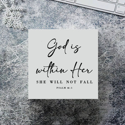 GOD IS WITHIN HER, SHE WILL NOT FALL Bible Verse Art Print - Psalms 46:5  Inspirational Art Wood Desktop Ornament, Inspirational