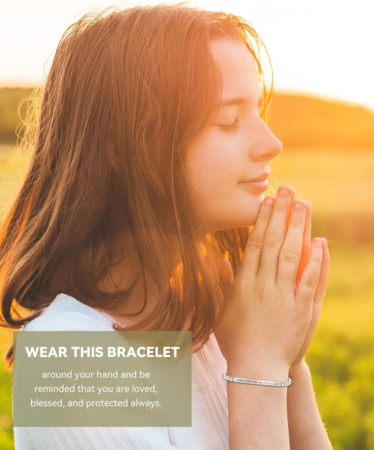 Christian Bracelet for Women God Is Within Her She Will Not Fall | Bible Verse Jewelry | Inspirational Religious Gift for Her | Faith Gift