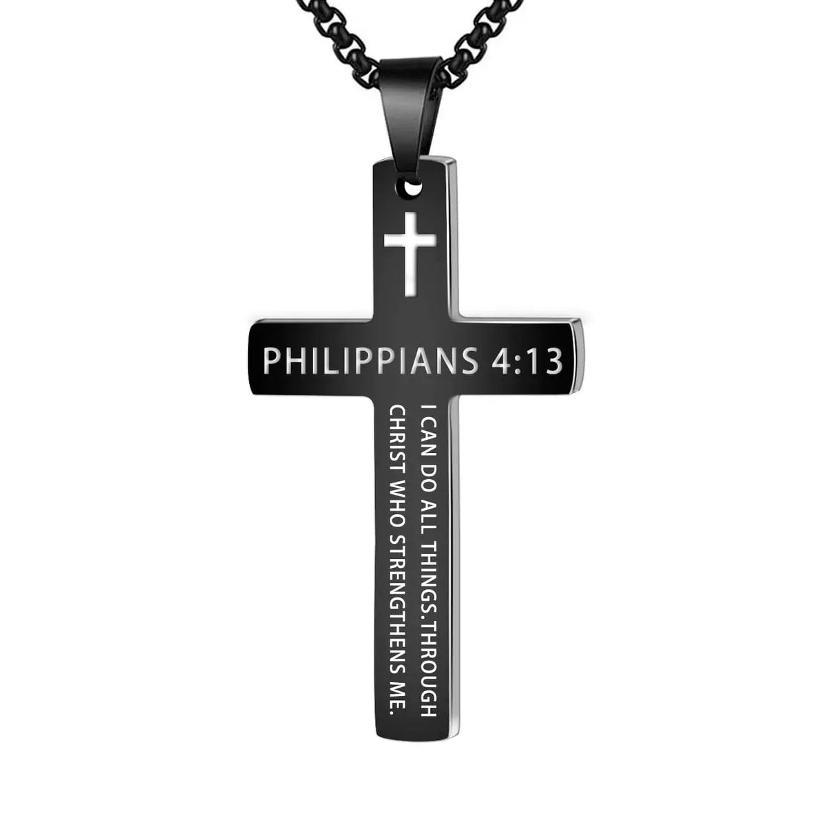 304L Stainless Steel Bible Verse Cross Necklace - Blessings is Here