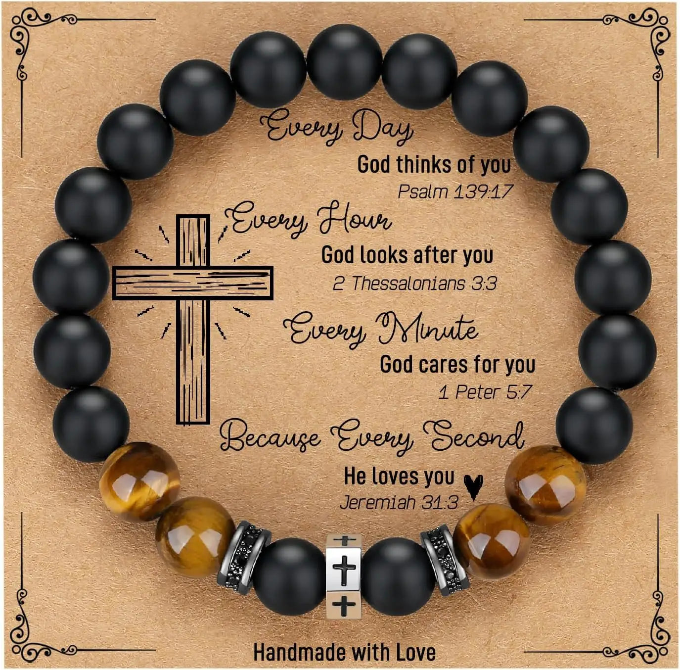Cross Bracelet Men Boys Gifts for Teen Boys Son Grandson Nephew, Birthday Graduation Christian First Communion Confirmation Gift