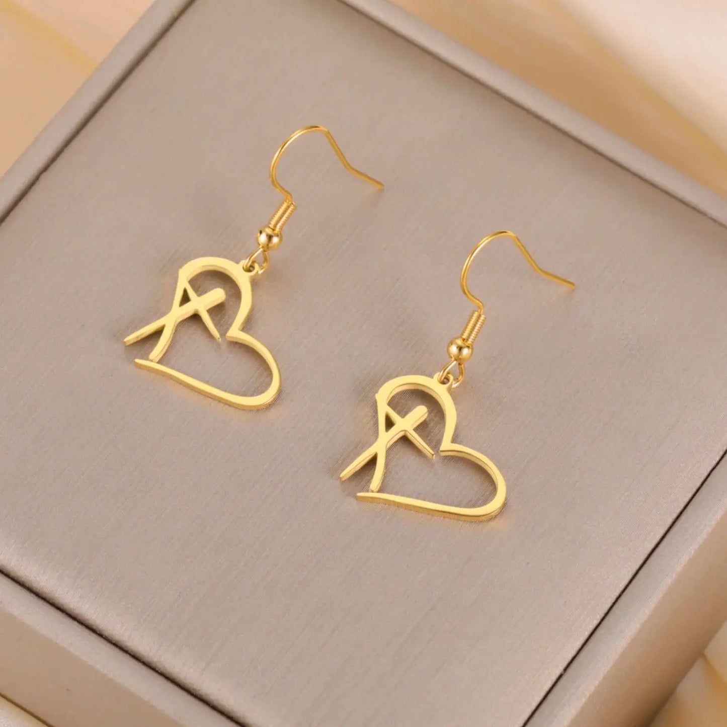 Christian Cross Heart Earrings for Women Love Keyring Stainless Steel Key Bag Car Charms Religious Lucky Jewelry Gifts