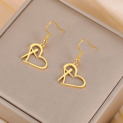 Christian Cross Heart Earrings for Women Love Keyring Stainless Steel Key Bag Car Charms Religious Lucky Jewelry Gifts