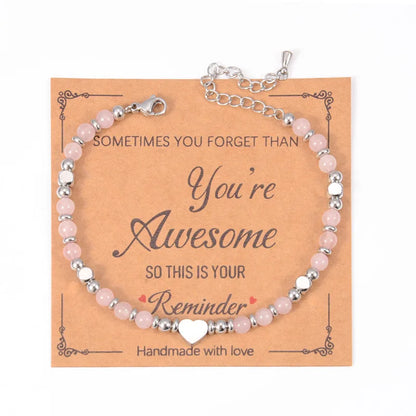 Faith Heart Natural Stone Bracelet for Women – Christian Gift, Adjustable Beaded Bracelet, Meaningful Jewelry Gift for Mom, Daughter, Friend - 1 piece