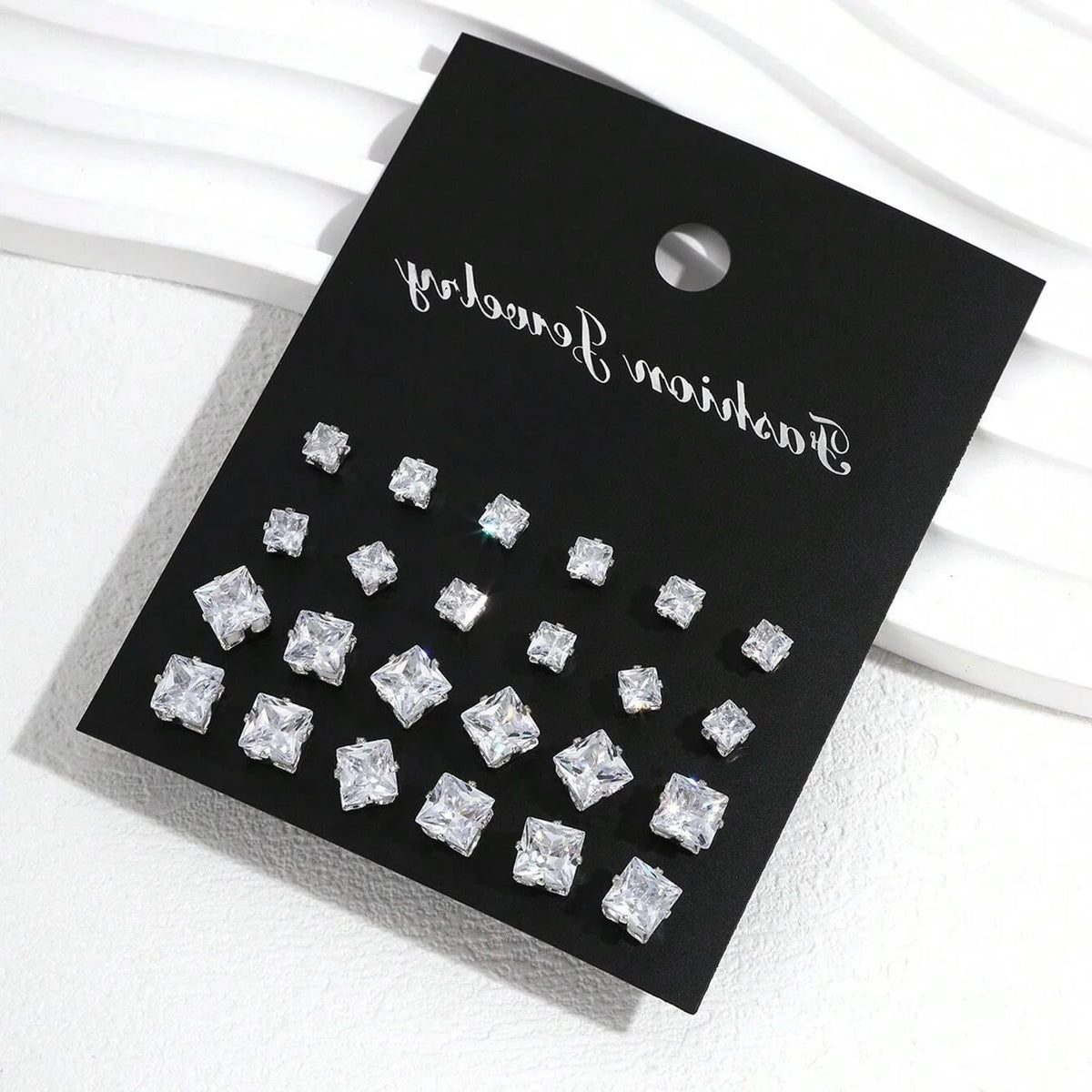 12-Pair Zirconia Stud Earring Set - Blessings is Here