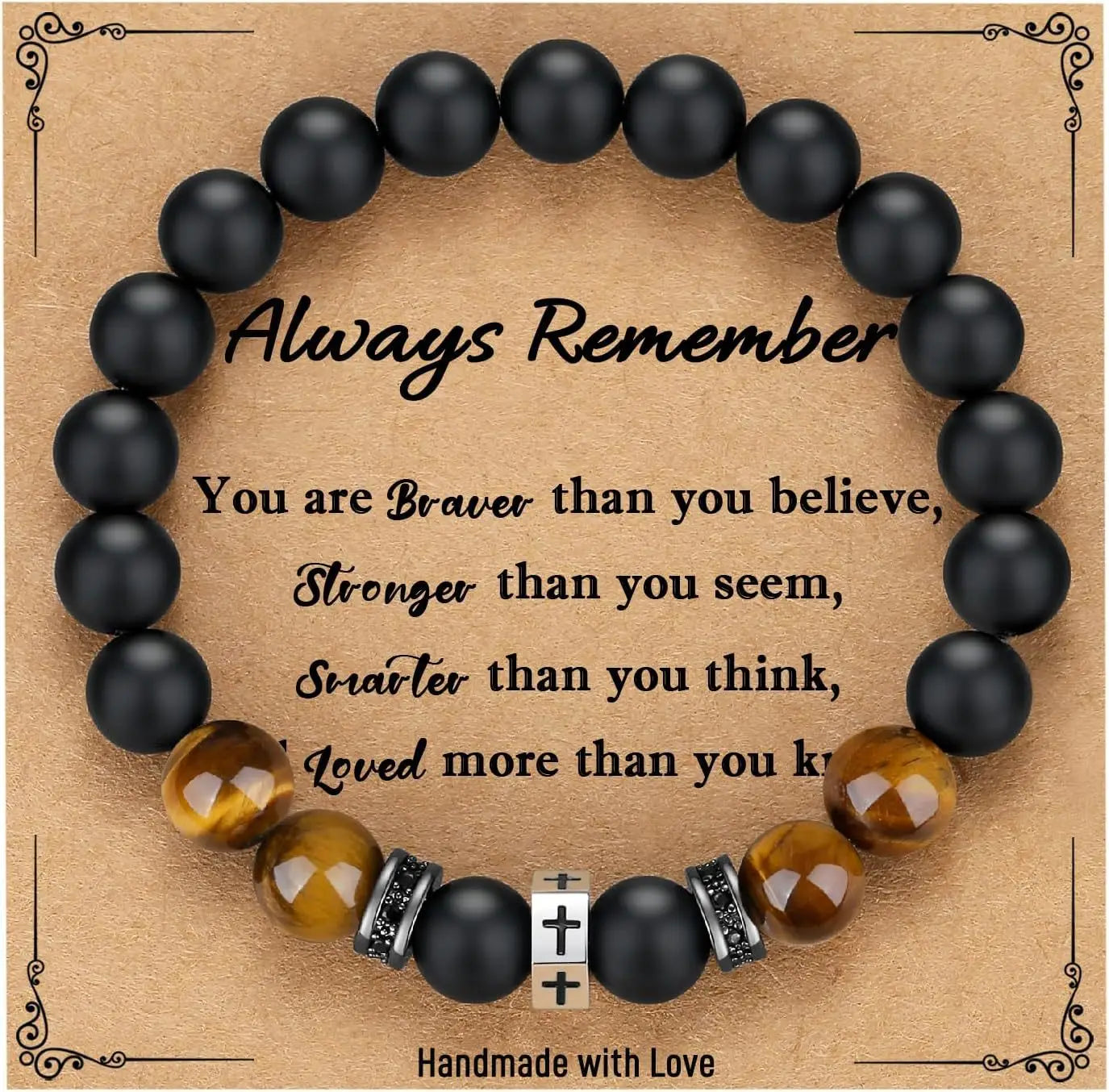 Cross Bracelet Men Boys Gifts for Teen Boys Son Grandson Nephew, Birthday Graduation Christian First Communion Confirmation Gift