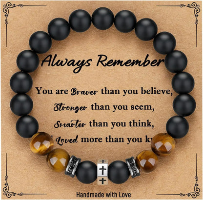 Cross Bracelet Men Boys Gifts for Teen Boys Son Grandson Nephew, Birthday Graduation Christian First Communion Confirmation Gift