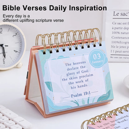 Christian Floral Bible Verse Calendar, 365 Days Scripture Inspirational Quotes Flip Desk Calendar, Gift for Women, Men, Believer