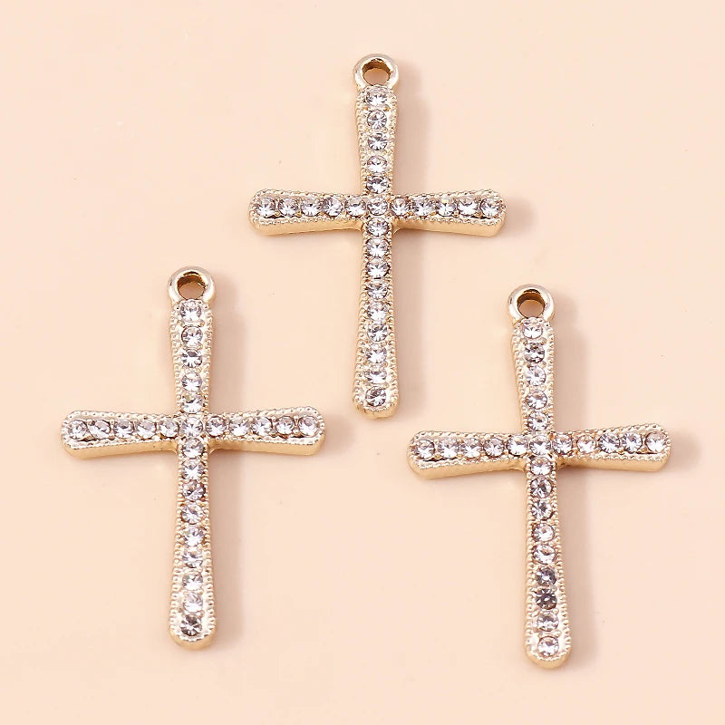10pcs Luxury Gold Silver Color Cross Charms for Jewelry Making Handmade Crosses Pendant Necklace Keychain Diy Jewelry Findings - Blessings is Here