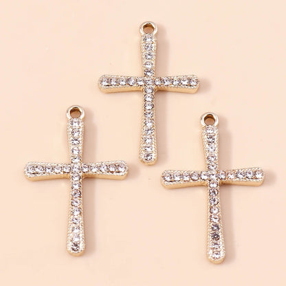 10pcs Luxury Gold Silver Color Cross Charms for Jewelry Making Handmade Crosses Pendant Necklace Keychain Diy Jewelry Findings - Blessings is Here