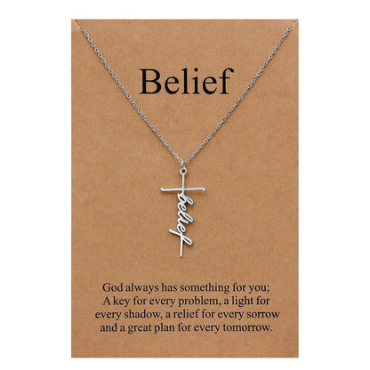 Faith Cross Pendant Necklace Religious Christian Jewelry Mother's Day Gifts for Women