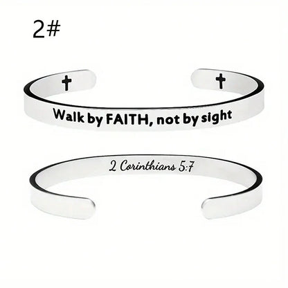 Stainless Steel Jesus Christian Bible Verse Cuff Bracelet