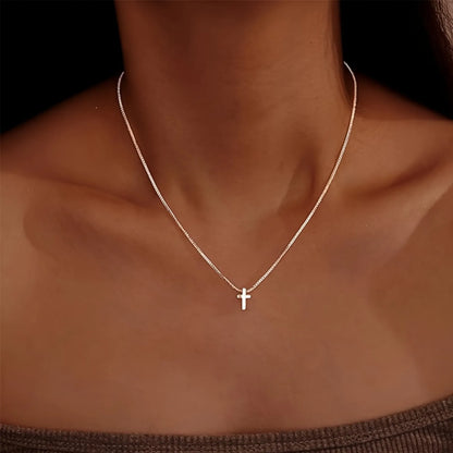 Elegant Stainless Steel Cross Necklace for Women Trendy Pendant Jewelry Suitable for Both Casual and Party Wea - Blessings is Here