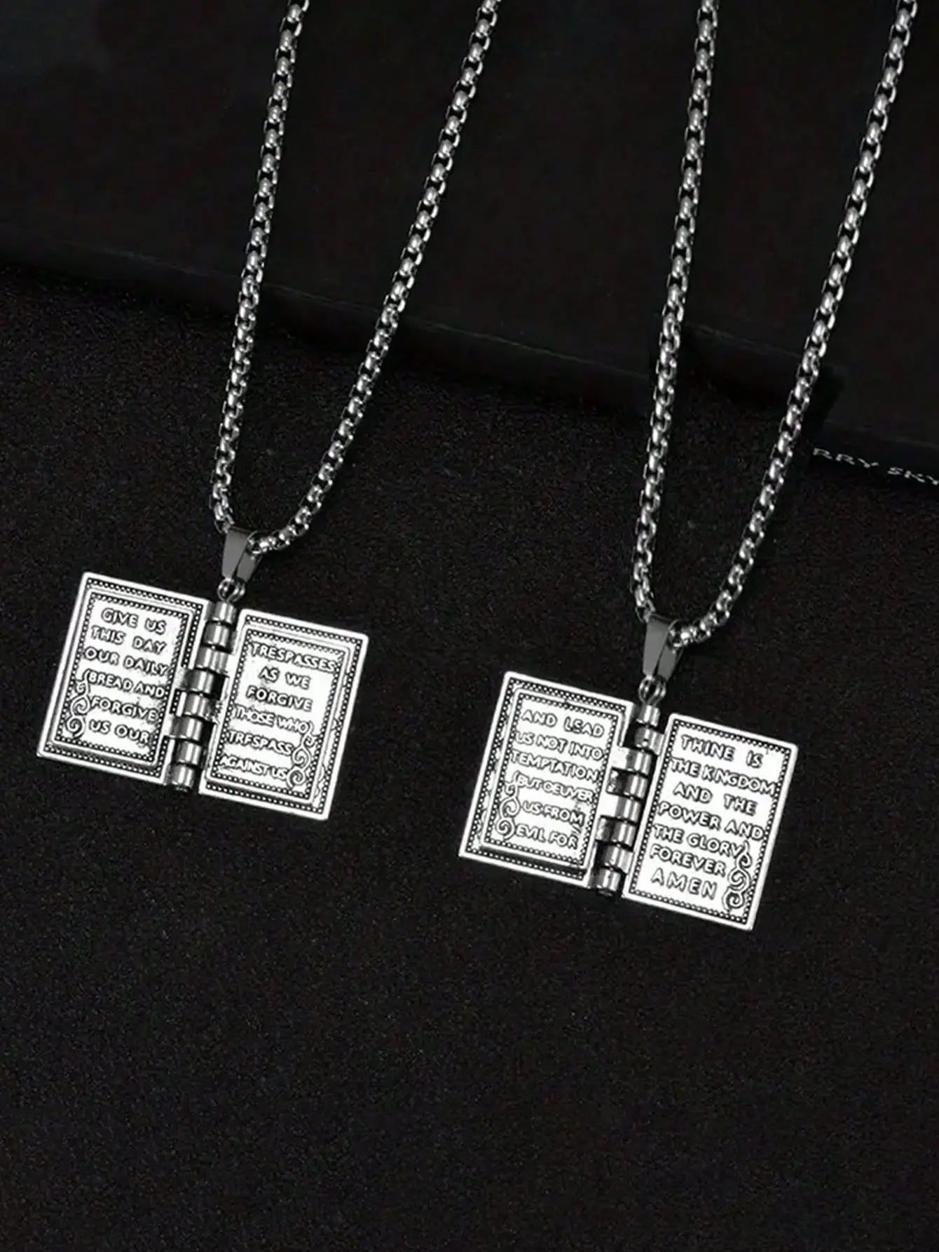 1 pc Vintage Holy Bible Pendant Necklace for Men &amp; Women – Polished Alloy Christian Cross Book Necklace, Opening Bible Locket Pendant, Gold &amp; Silver Religious Jewelry Gift