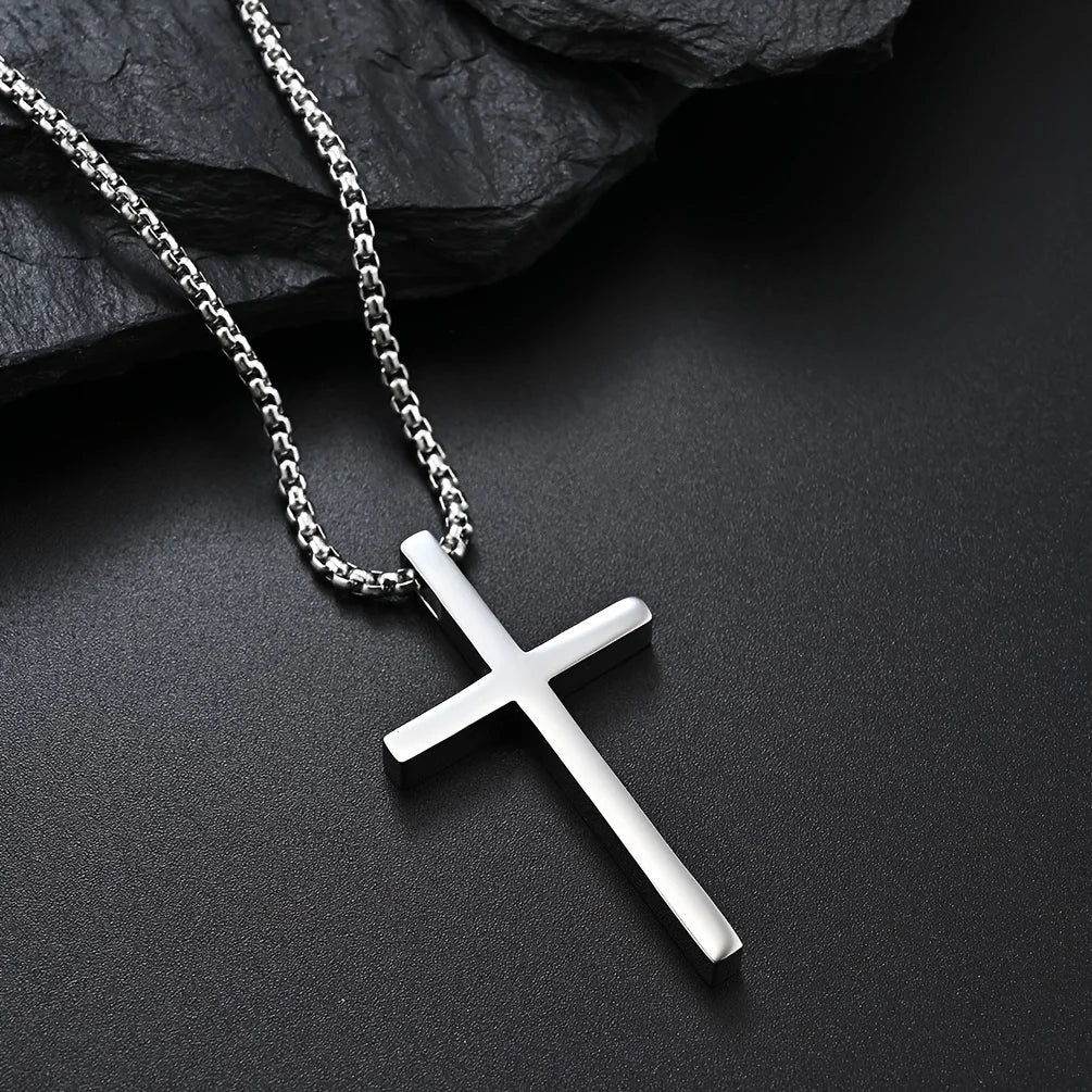 304L Stainless Steel Jesus Cross Necklace Men Women Bible Verse Spiritual Necklace for Men Jewelry - Blessings is Here