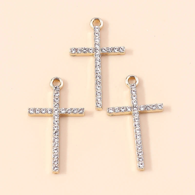 10pcs Luxury Gold Silver Color Cross Charms for Jewelry Making Handmade Crosses Pendant Necklace Keychain Diy Jewelry Findings - Blessings is Here