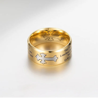 Isaiah Bible Verse Cross Men’s Stainless Steel Ring