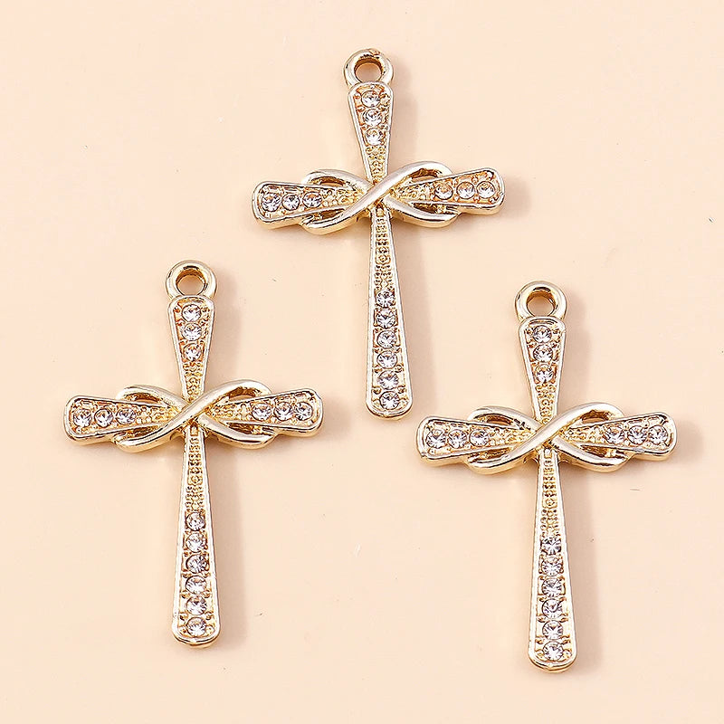 10pcs Luxury Gold Silver Color Cross Charms for Jewelry Making Handmade Crosses Pendant Necklace Keychain Diy Jewelry Findings - Blessings is Here