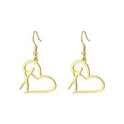 Christian Cross Heart Earrings for Women Love Keyring Stainless Steel Key Bag Car Charms Religious Lucky Jewelry Gifts