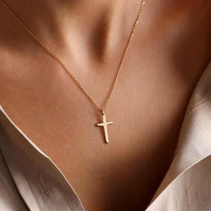 Unisex Faith Gold Silver Stainless Steel Cross Necklace