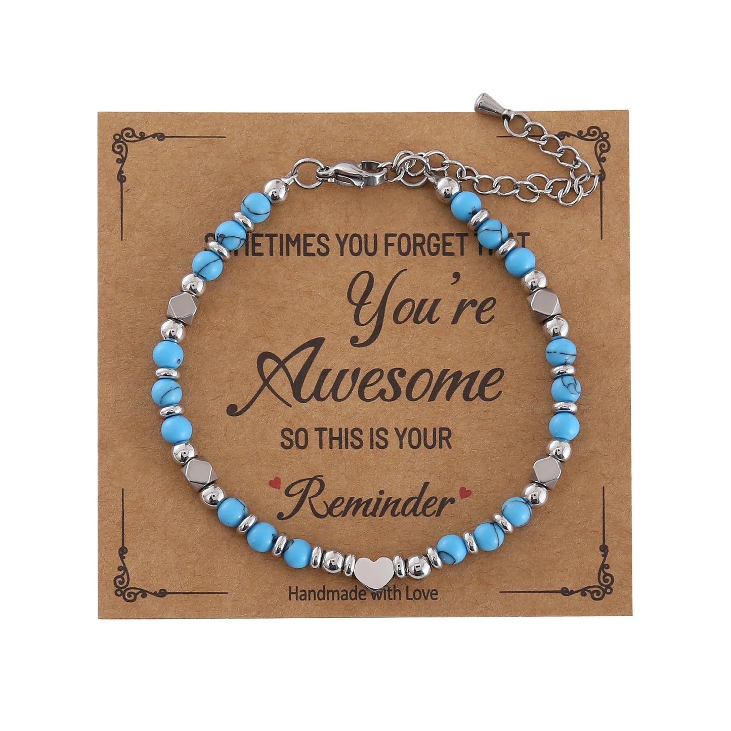Faith Heart Natural Stone Bracelet for Women – Christian Gift, Adjustable Beaded Bracelet, Meaningful Jewelry Gift for Mom, Daughter, Friend - 1 piece
