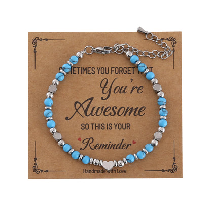 Faith Heart Natural Stone Bracelet for Women – Christian Gift, Adjustable Beaded Bracelet, Meaningful Jewelry Gift for Mom, Daughter, Friend - 1 piece