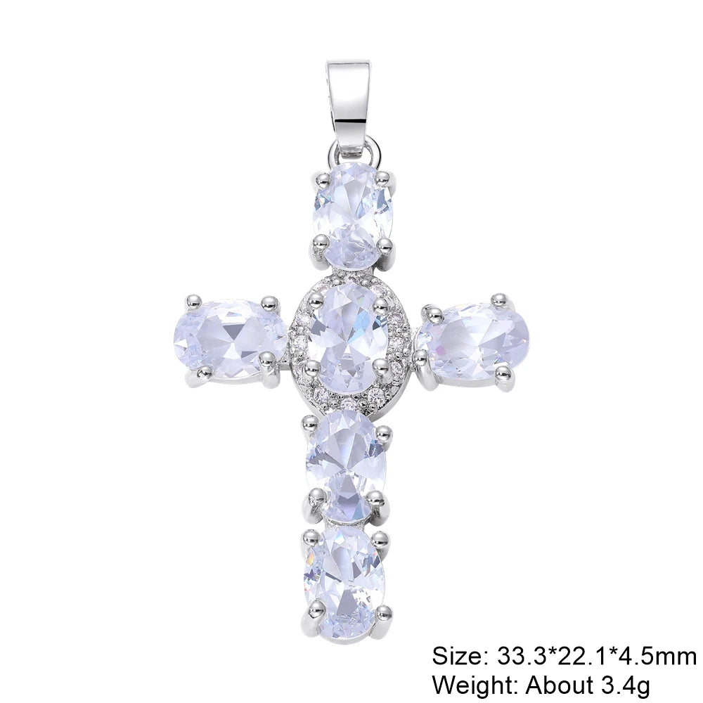 Juya Handmade 18K Real Gold Plated Cubic Zirconia Christian Cross Charms For DIY Rosary Religious Pendant Jewelry Making - Blessings is Here