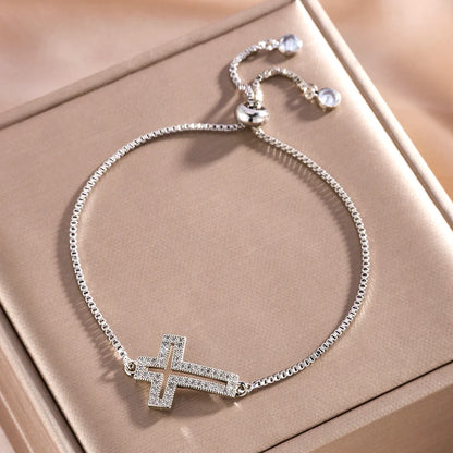 Yupsk Fashion Zircon Crystal Cross Bracelet For Women Adjustable Golden Chain Charm Minimalist Daily Jewelry - Blessings is Here