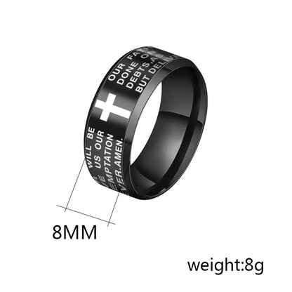 Bible Prayer Stainless Steel Jesus Cross Ring