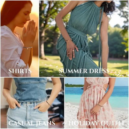 Christian Gifts for Women, Natural Stone Beaded Bracelets, Dainty Trendy Cross Inspirational Religious Jewelry Gifts