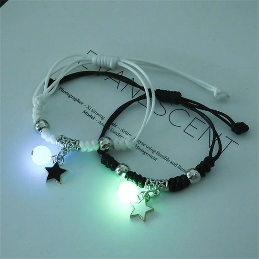 Luminous Star & Charm Love Couple Bracelet