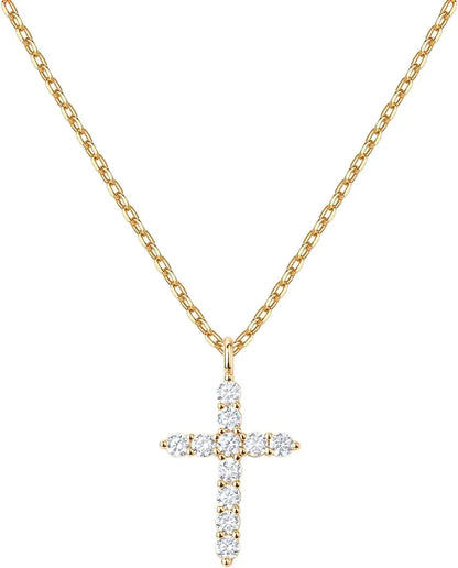 PAVOI 14K Gold Plated Cubic Zirconia Cross Necklace for Women | Cross Faith Pendant Necklaces - Blessings is Here