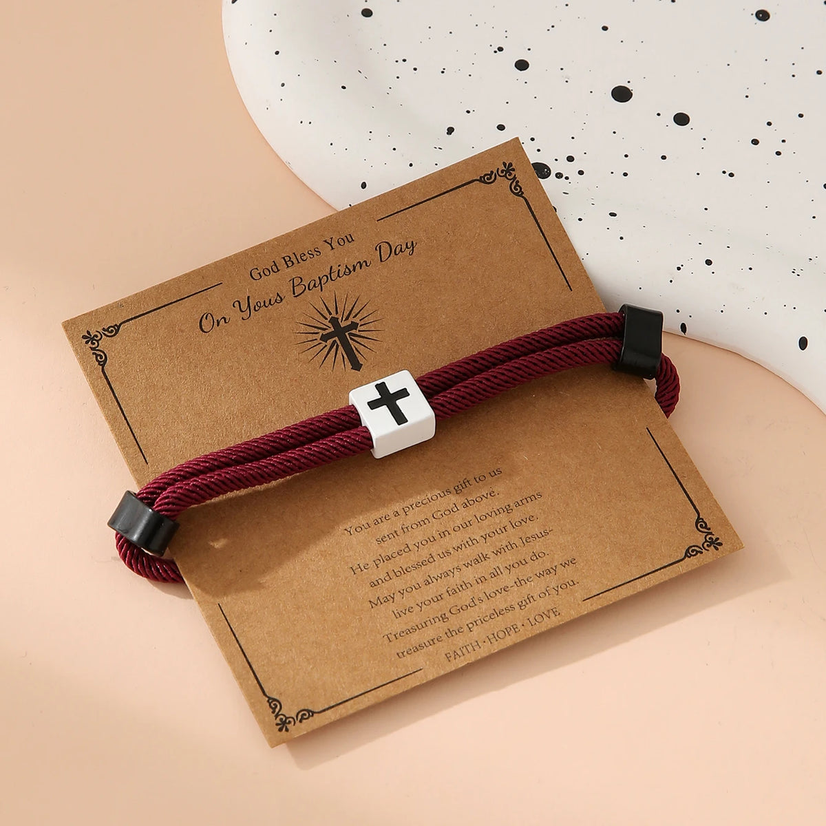 Braided Cross Bracelet for Men And Women Adjustable Hand Rope with Metal Knot Christian Baptism Gifts Christian Jewelry - Blessings is Here