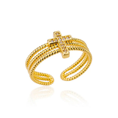 Luxury Zircon Cross Ring for Women