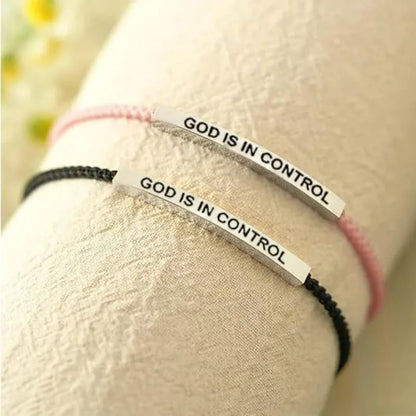 God Is in Control Inspirational Bracelets for Women Men Stainless Steel Lettering Braided Bracelet Christmas Birthday Gifts