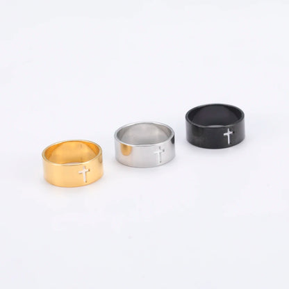 Stainless Steel Unisex Bible Verse Hollow Cross Ring