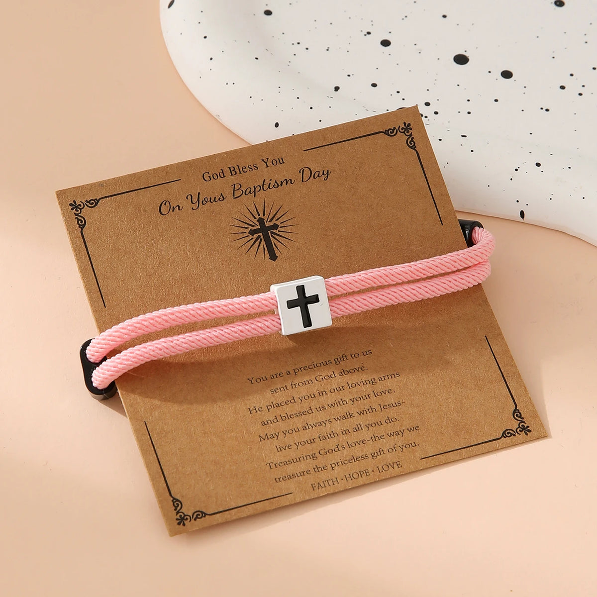 Braided Cross Bracelet for Men And Women Adjustable Hand Rope with Metal Knot Christian Baptism Gifts Christian Jewelry - Blessings is Here
