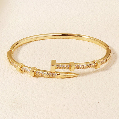 Trendy Zircon Nail Screw Bracelet for Women