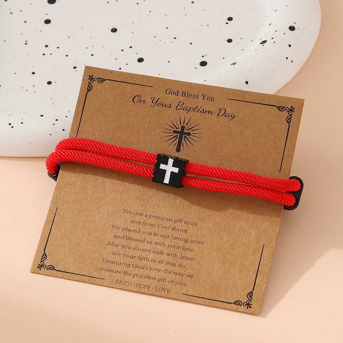 Braided Cross Bracelet for Men And Women Adjustable Hand Rope with Metal Knot Christian Baptism Gifts Christian Jewelry - Blessings is Here